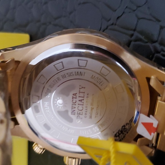 Invicta Men's 1270 Specialty Chronograph Gold Dial 18k Gold Ion-Plated Stainless - Picture 10 of 11